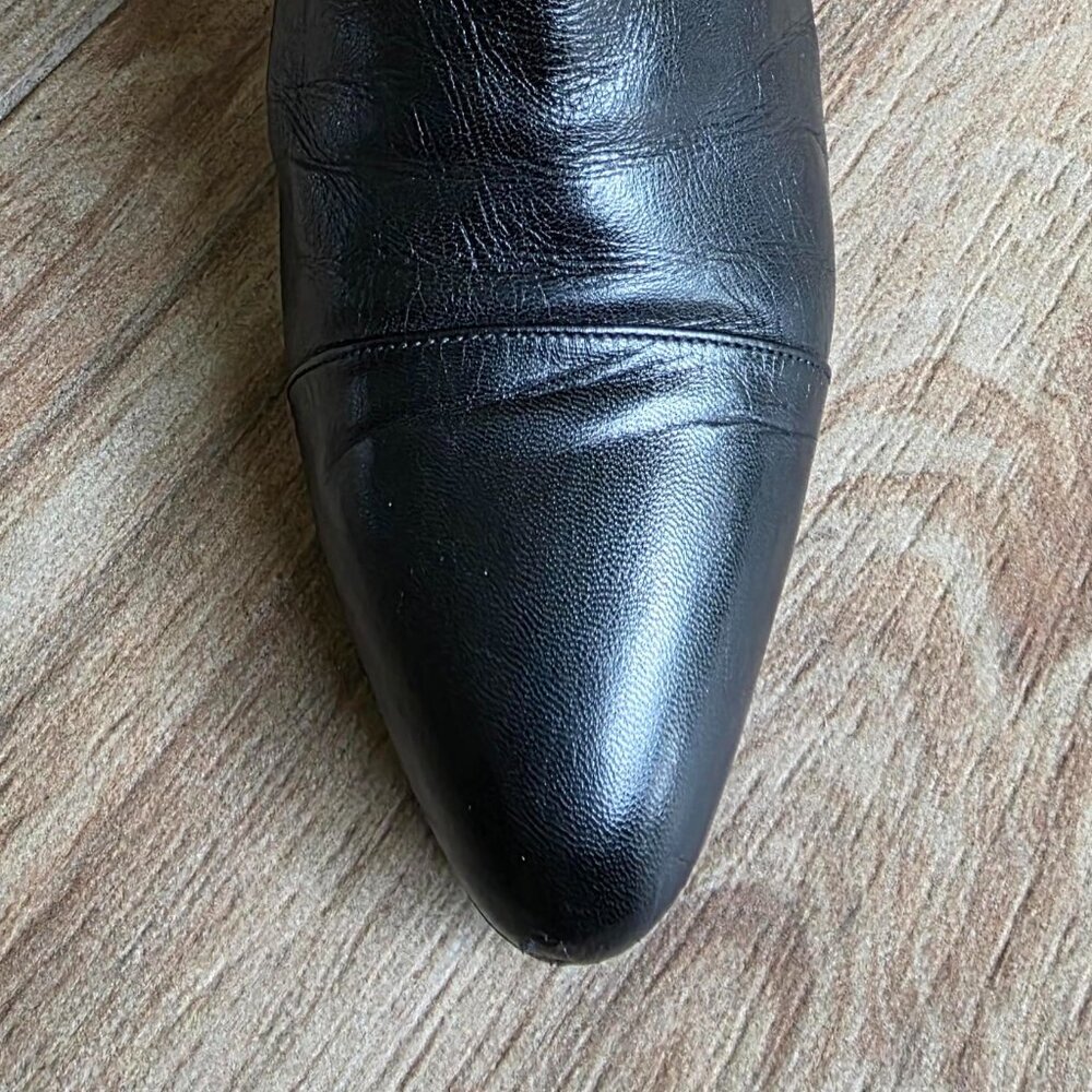 Chanel Black Captoe Lamb Leather Zipper Ankle Tassel CC Bootie 9 - Picture 5 of 13